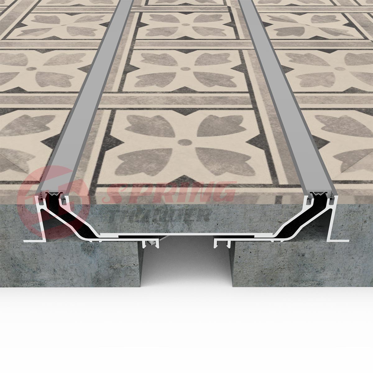 Flush Seismic Floor to floor Expansion Joint with rubber strip 1