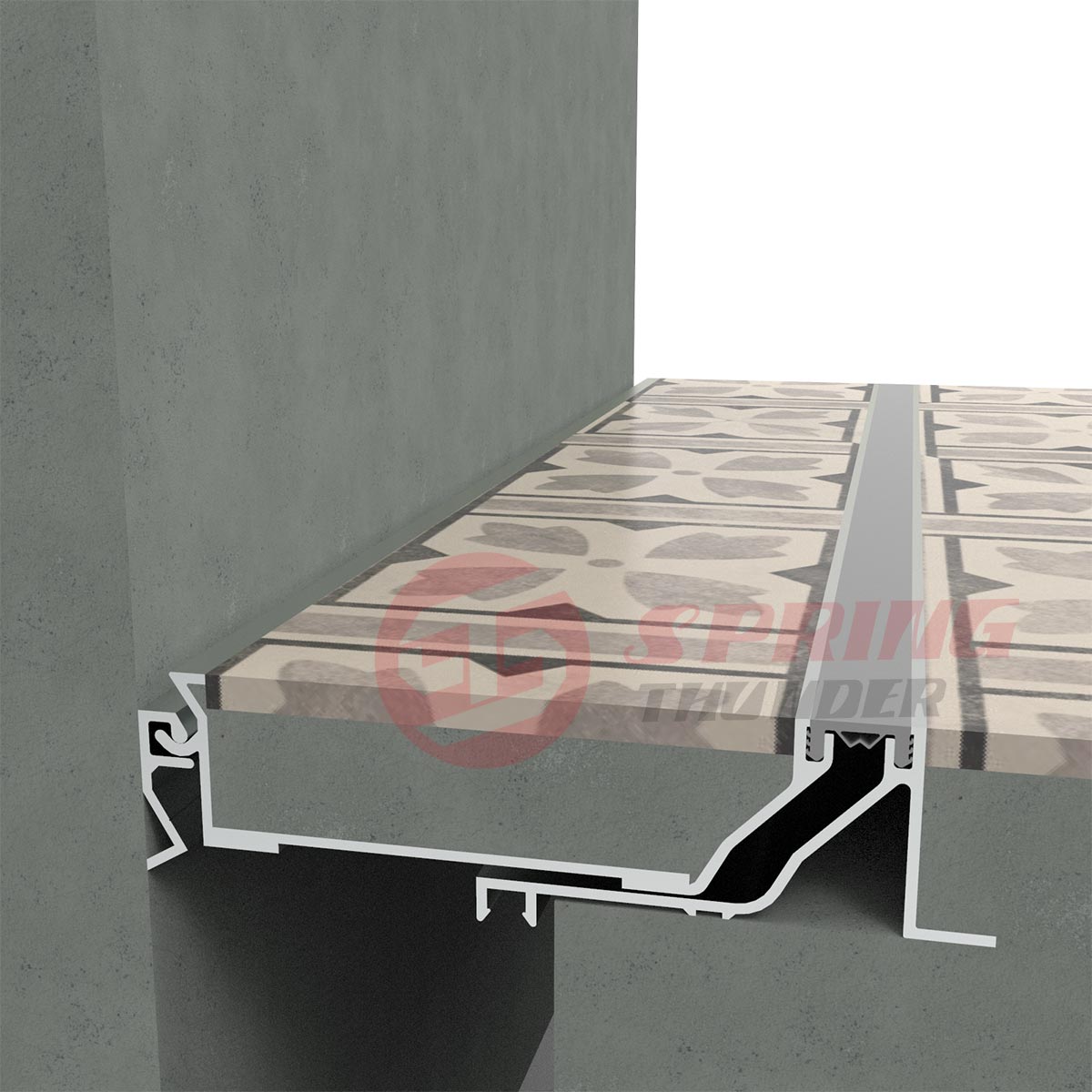 Flush Seismic Floor to wall Expansion Joint with rubber strip 3