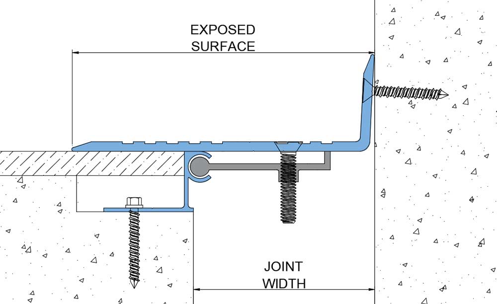 Serrated Aluminum Floor To Wall Expansion Joint Cover Plate Drawing Detail