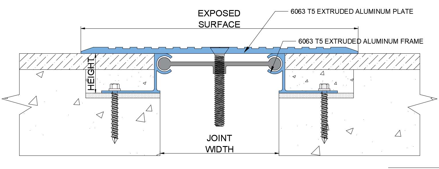 Serrated Stainless Steel Floor to Floor Expansion Joint Cover Plate Drawing Detail