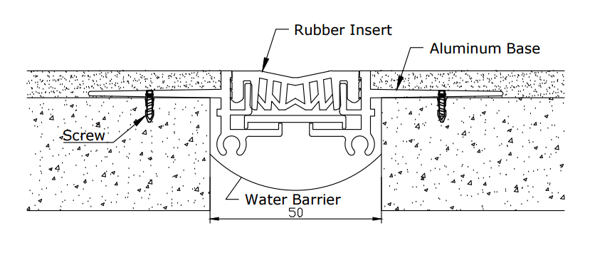 drawing details of Flush No Blockout Floor Expansion Joint Cover 1