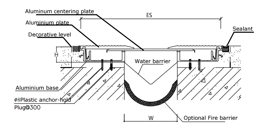 drawing details of Serrated Floor Expansion Joint Cover FL 1
