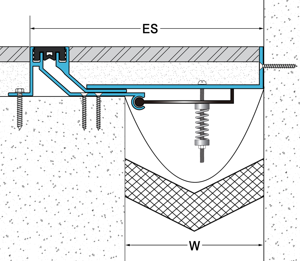 Floor to Wall Flush Seismic Floor Expansion Joint With Rubber Insert drawing detail