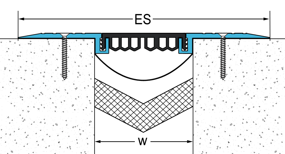 drawing of Surface Mounted Interior Single Seal Floor Expansion Joint Cover