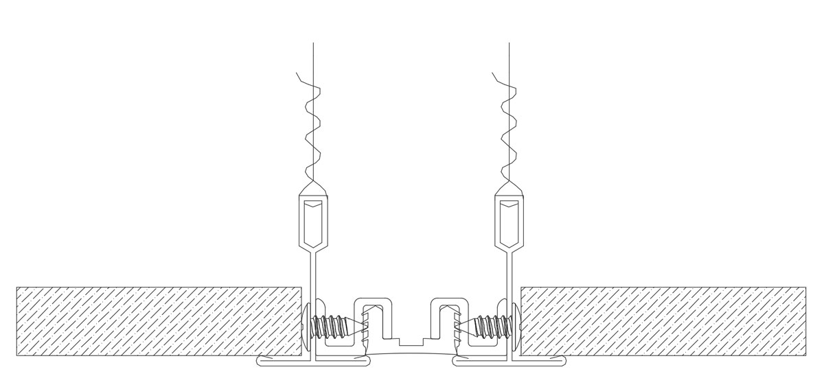 drawing of 25mm Seal Gypsum Ceiling Expansion Joint Cover