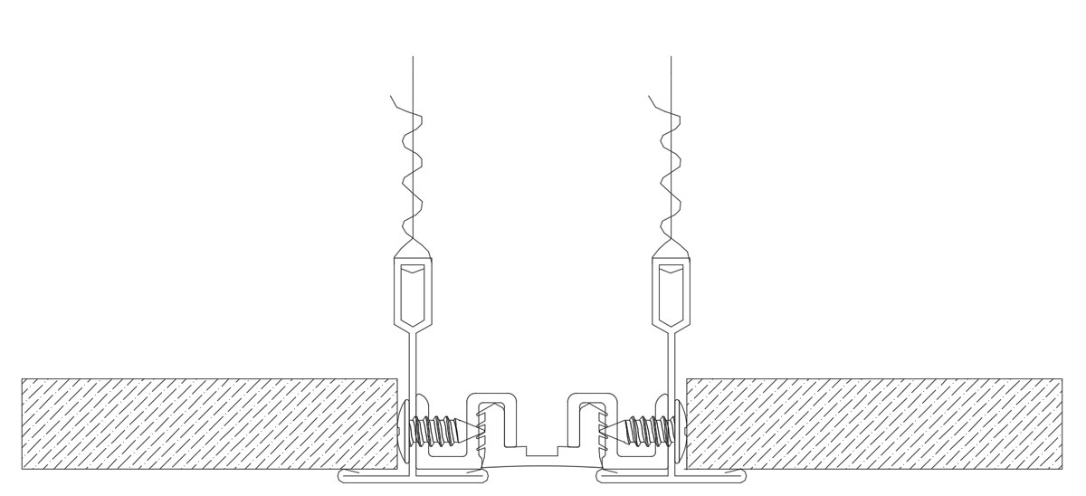 drawing of 25mm Seal Gypsum Ceiling Expansion Joint Cover